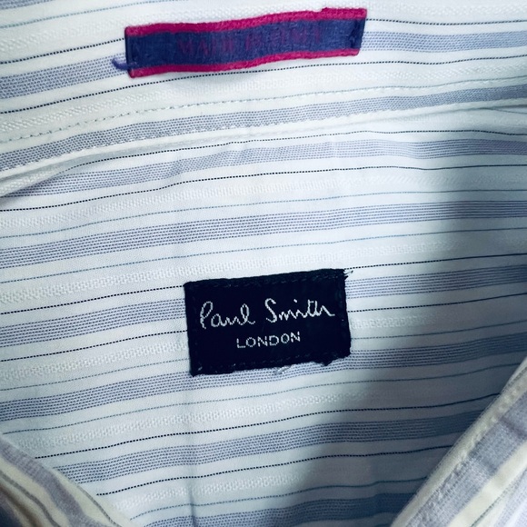 Paul Smith White w/ Lavender Stripe Dress Shirt 16 32/33 - Picture 3 of 4